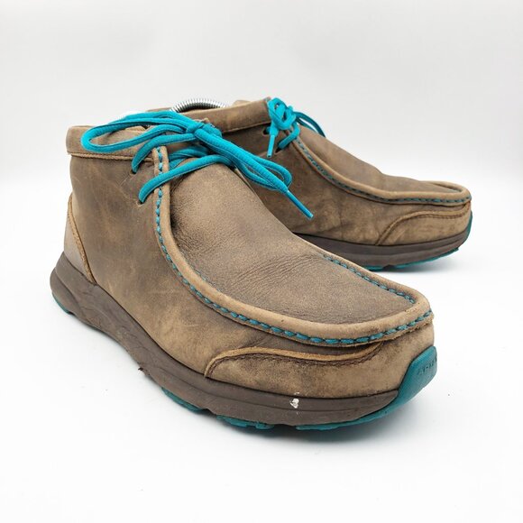 ARIAT Spitfire Brown Bomber Moc Toe Leather Chukka Boots Mens 7 - Picture 1 of 9